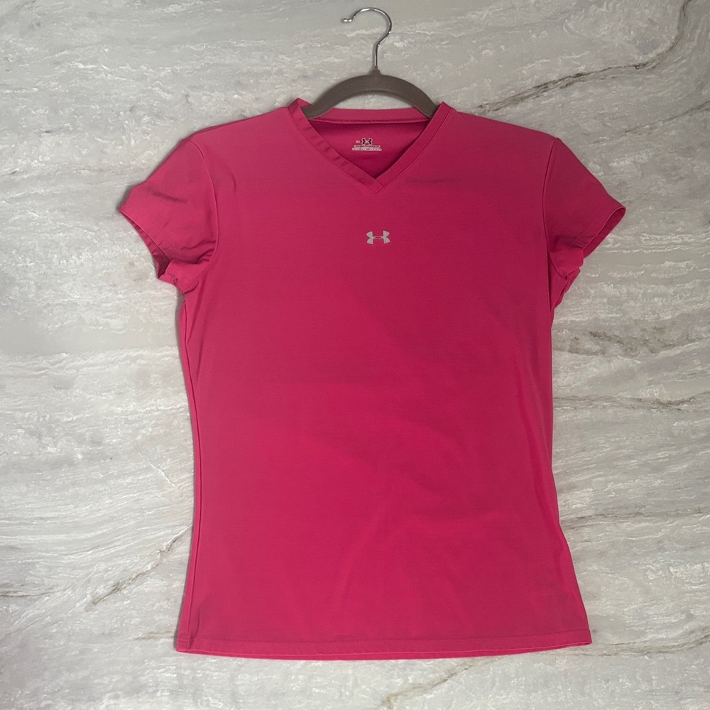 Under Armour Women's Bright Pink V-Neck Tee